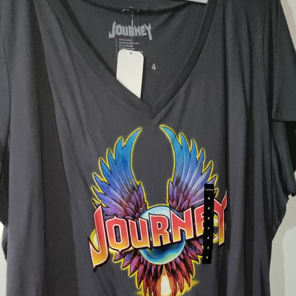 NEW Torrid Sz 4X 26 Journey rock band music tee shirt short sleeve gray casual